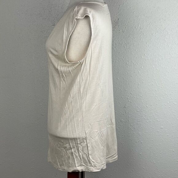 Pre-Loves MNG by Mango Womens Tan Short Sleeve Top with Sequins Bow Size XL - Picture 4 of 6